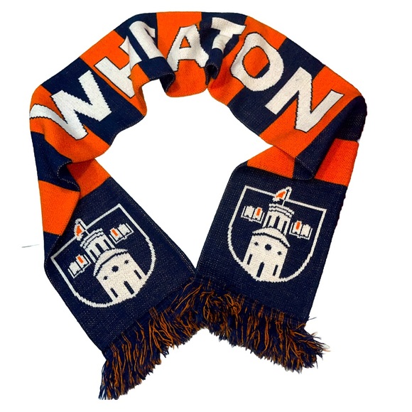 Wheaton College SCARF 65” Double Sided Acrylic Orange/Blue stripes, SOFT Fringe - Picture 1 of 7